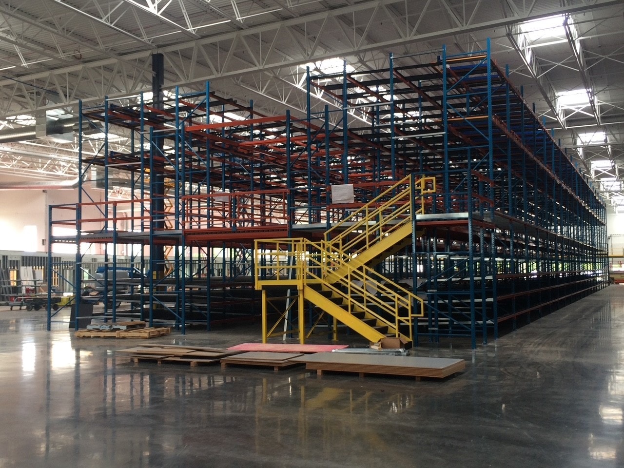Professional warehouse installation crew
